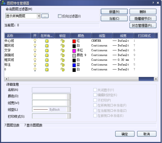 CAD中管理圖層的操作