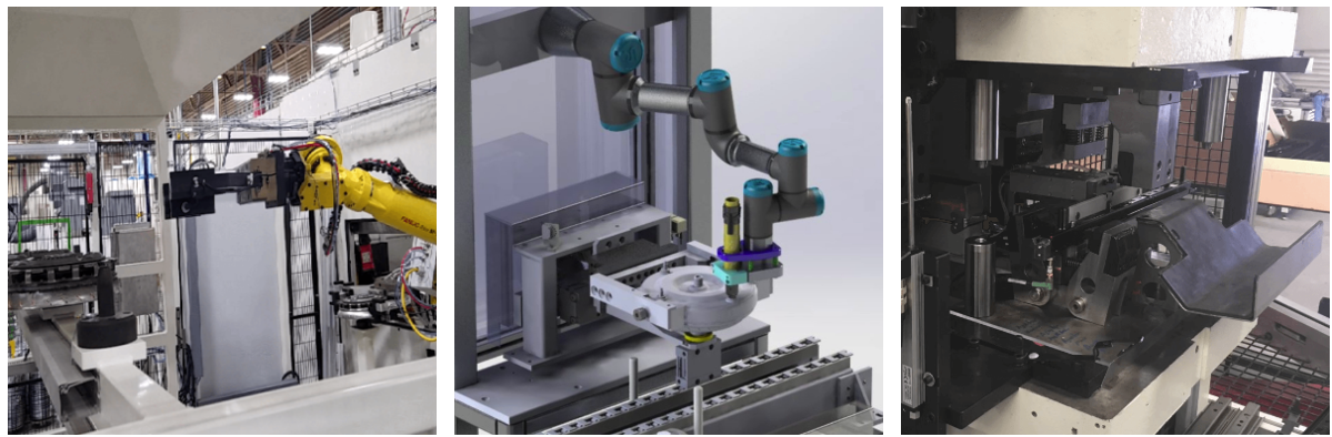 Aplintec生產(chǎn)的機器人單元、COBOT集成和壓力機（從左到右）
